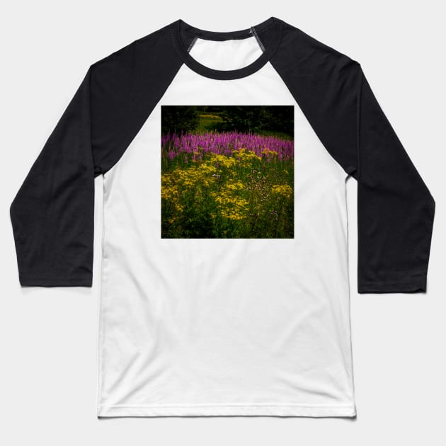 Bluebell Woods Flowers Baseball T-Shirt by axp7884